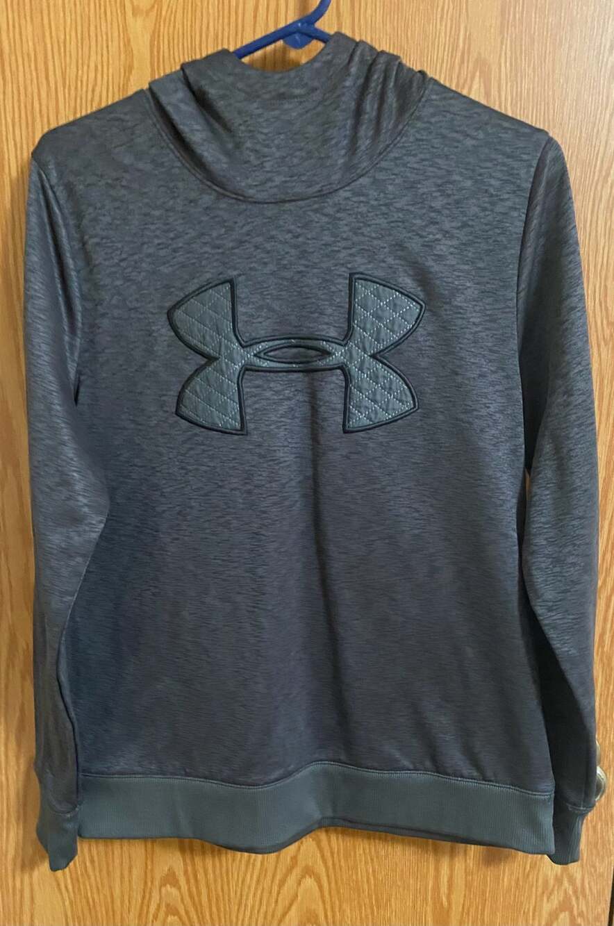 Under Armour ColdGear Fleece Hoodie Size Medium Gray Quilted Logo